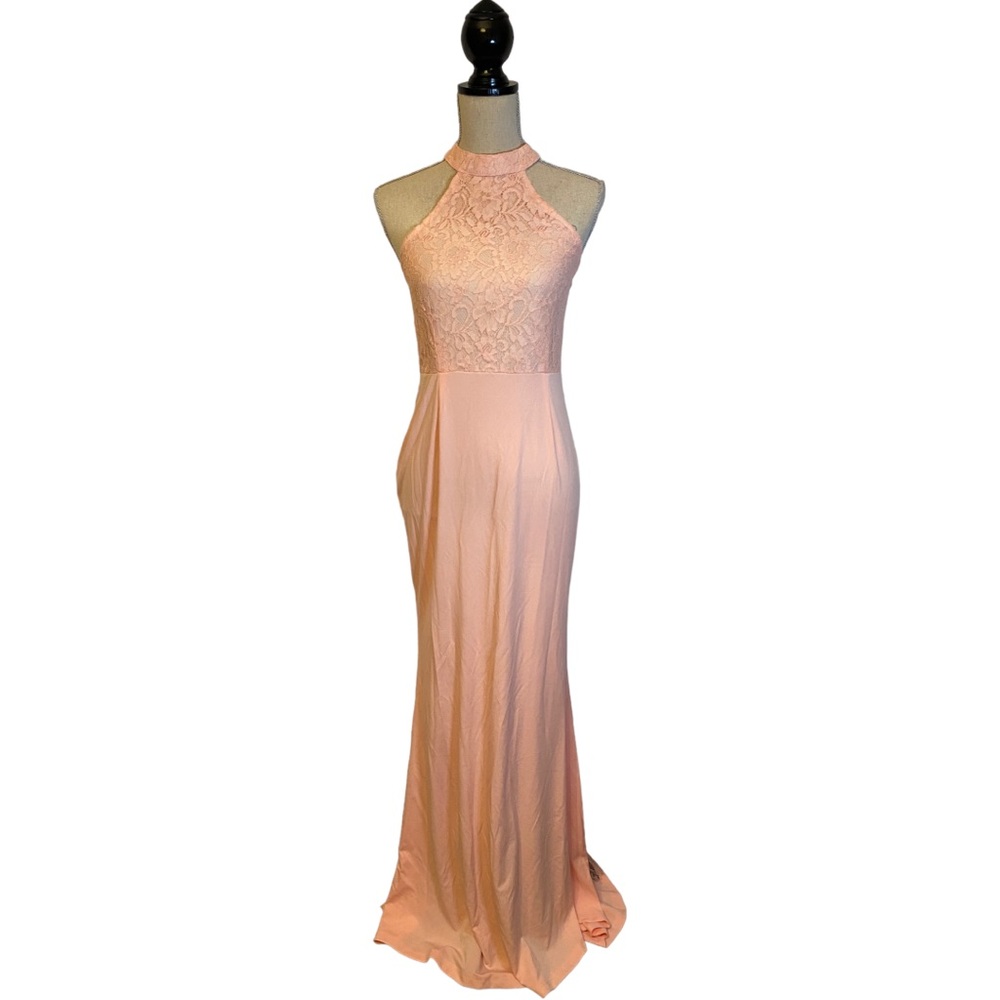 Peach Dress with lace train